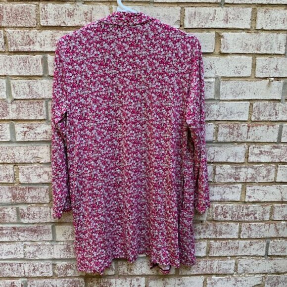 Lands End Ditsy Floral lightweight sweater Womens Size M Soft Stretch Pink - Picture 3 of 7